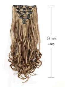 22 Inches Clip In Hair Extensions Long Wavy 7 PCS Invisible Clip Thick Hairpieces Black Hair Piece Soft Full Head Synthetic Fiber For Women - Multicolor - View 3