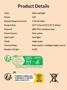 1pc Wall Mounted Solar Lantern, Modern Stainless Steel Outdoor Solar Lantern For Garden - White - View 3