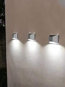 1pc Wall Mounted Solar Lantern, Modern Stainless Steel Outdoor Solar Lantern For Garden - White - View 7