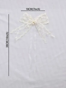 1pc White Curtain Tieback, Modern Polyester Faux Pearl & Bow Decor Curtain Strap Tie For Home - Beige - View 4