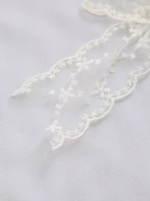 1pc White Curtain Tieback, Modern Polyester Faux Pearl & Bow Decor Curtain Strap Tie For Home - Beige - View 5