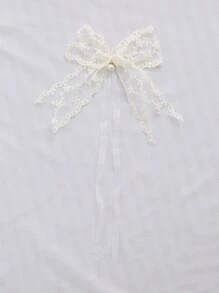 1pc White Curtain Tieback, Modern Polyester Faux Pearl & Bow Decor Curtain Strap Tie For Home - Beige - View 6