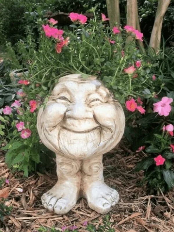 1pc Polyresin Garden Ornament, Creative Figure Design Garden Statue For