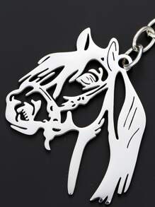 Street Horse Charm Keychain Car Accessories Bag Charm School - Silver - View 4