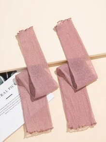 雙女式閃亮閃亮透明派對和正式禮服裝飾長手套 - 粉色 - 查看 6