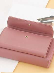 双拉链大容量斜跨手机包侧包女士热粉色商务休闲女士钱包钱包长款钱包腕带钱包 - 藕粉色 - 查看 7