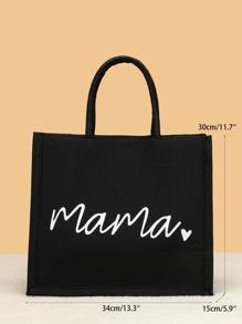 Bolsa de compras pequeña con gráfico de letras, casual, regalo del Día de la Madre para mamá, bolsa escolar para graduados, adolescentes, estudiantes de primer, segundo, tercer y cuarto año de universidad, secundaria y preparatoria, perfecta para exteriores, viajes y regreso a clases, regalos únicos para la abuela, mejores regalos de Acción de Gracias para la familia - Negro - Ver 4