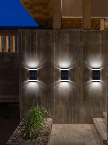 Linterna solar ABS de 1 pieza, linterna solar al aire libre minimalista montada en la pared para jardín - Blanco - Ver 7