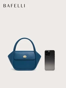 BAFELLI Genuine Leather 2023 Women's Handbag Bento Bag New Arrival Fashion Stylish Simplify Designer Collocation - Navy Blue - View 5