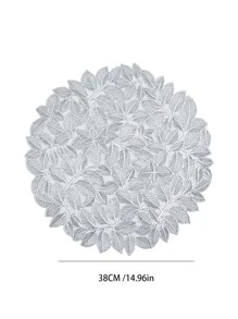1pc PVC Placemat, Creative Leaf Chi tiết bảng Mat cho nhà bếp - Bạc - Xem 2