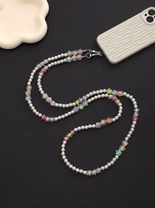 人造珍珠串珠手机挂绳，适合送给母亲、家人、朋友、生日、节日的礼物，手机挂饰，手机链