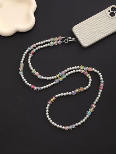 人造珍珠串珠手机挂绳，适合送给母亲、家人、朋友、生日、节日的礼物，手机挂饰，手机链