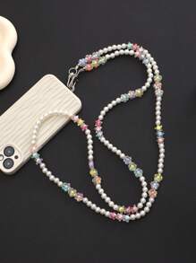 人造珍珠串珠手机挂绳，适合送给母亲、家人、朋友、生日、节日的礼物，手机挂饰，手机链