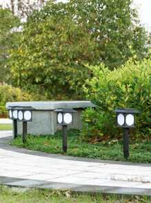 1 pieza Lámpara solar para césped de ABS, luz solar en forma de linterna modernista para sendero de jardín, iluminación exterior para jardín, patio y área - Amarillo - Ver 7