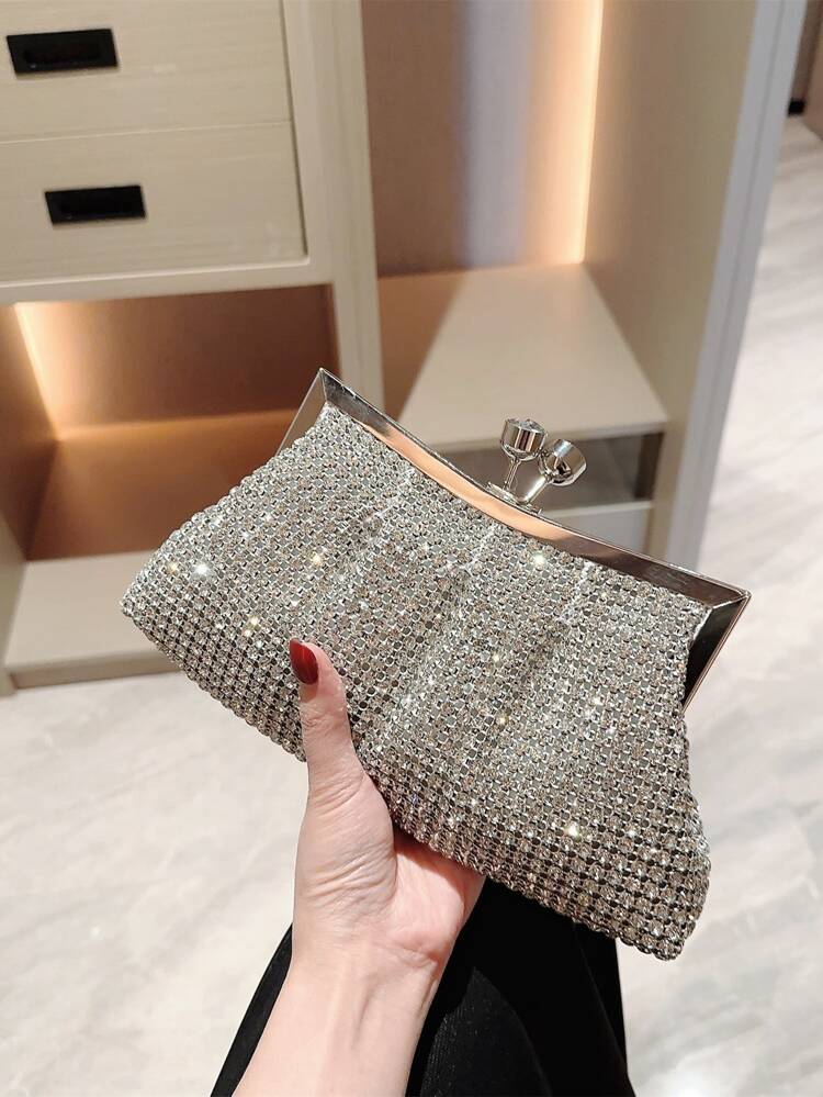1pc Luxury Women's Fully Crystalized Bridal Clutch, Glamorous Sparkling Crystal Embellished Formal Party Handbag, Exquisite Evening Dress Accessory Suitable For Wedding, Formal Events, Parties, Birthdays - Perfect Gift