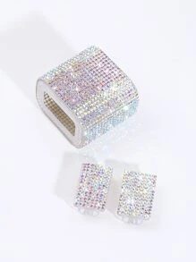 3pcs Rhinestone Decor Charger Head Cover & Data Cable Protector Set Charger Protector - Multicolor - View 2