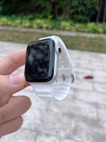 硅胶表带，兼容 42mm、38mm、40mm、41mm、44mm、45mm、46mm、49mm 型号，时尚智能手表替换表带，适用于 Ultra2、Ultra SE2、SE 11、10、9、8、7、6、5、4、3、2、1 等型号，男女通用，学生返校季理想礼物 - 白色 - 查看 3