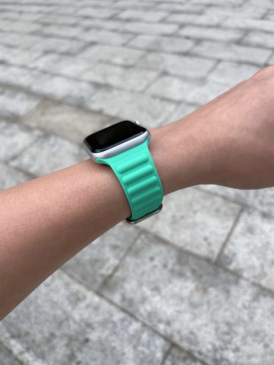 硅胶表带，兼容 42mm、38mm、40mm、41mm、44mm、45mm、46mm、49mm 型号，时尚智能手表替换表带，适用于 Series Ultra2、Ultra SE2、SE 11、10、9、8、7、6、5、4、3、2、1 等型号，男女通用，学生返校季理想礼物 - 薄荷綠 - 查看 1