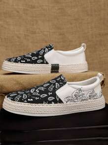 Men Paisley Pattern Slip On Canvas Shoes, Sporty Outdoor Sneakers - Multicolor - View 8