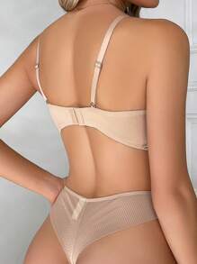 Set de lencería con encaje floral con aro - Caqui - Ver 2