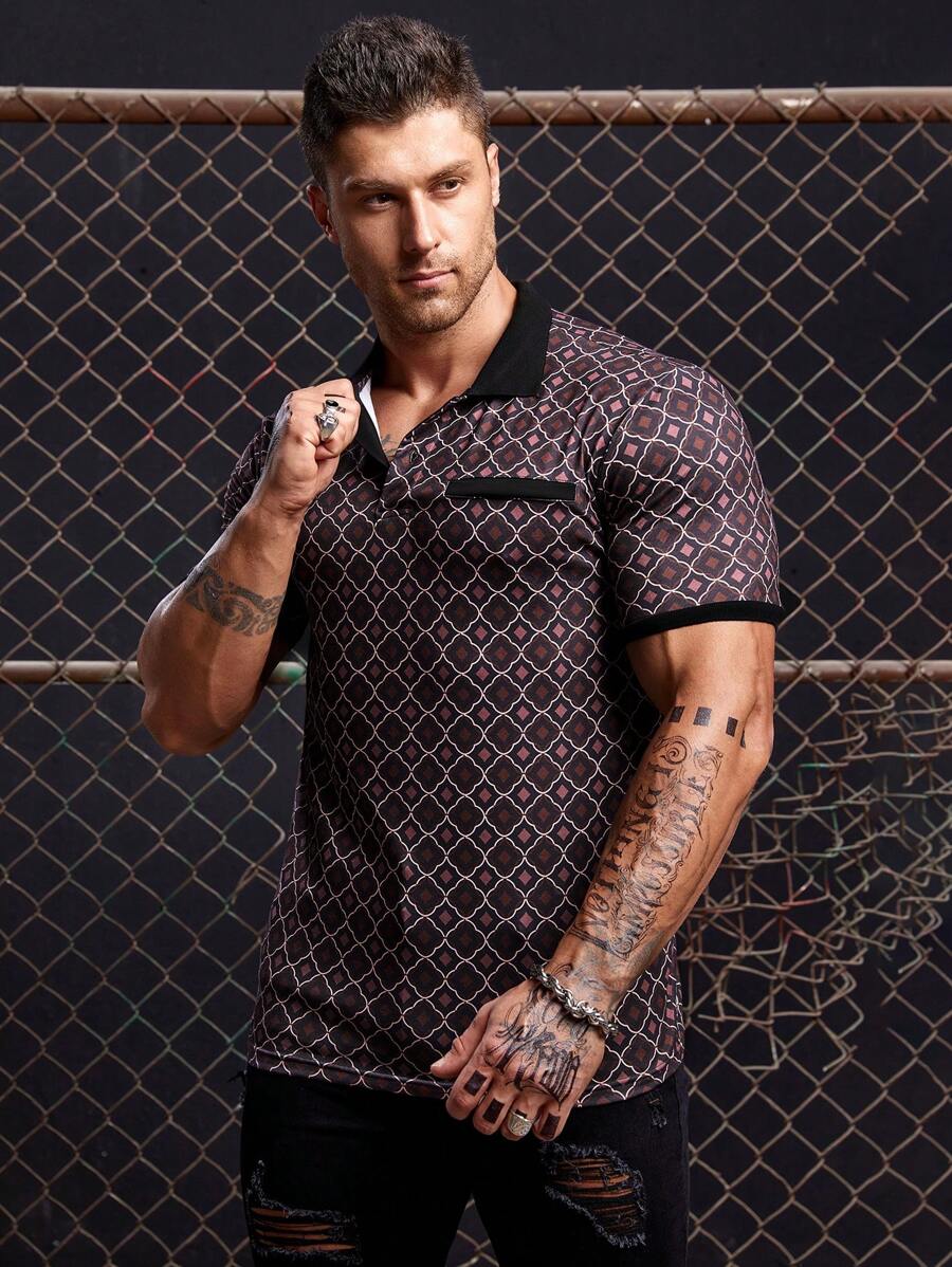 GENTILAND Men Allover Print Polo Shirt - Multicolor - View 1