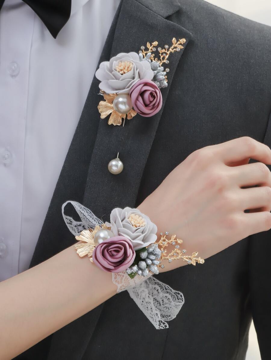 Hoa trang trí Boutonniere & Vòng đeo tay - Nhiều màu - Xem 1
