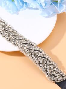 1pc Women Rhinestone Decor Luxury Bridal Belt For Wedding Party Royal. Valentine's Day Accessories,Elegant,Birthday - Black - View 3