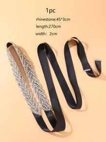 1pc Women Rhinestone Decor Luxury Bridal Belt For Wedding Party Royal. Valentine's Day Accessories,Elegant,Birthday - Black - View 4