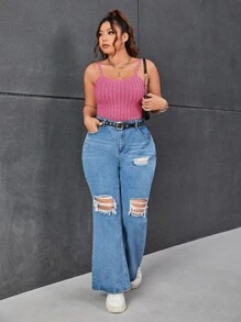 SHEIN EZwear Plus Solid Cami Top - Pink - View 5