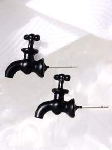 Faucet Decor Stud Earrings - Black - View 3