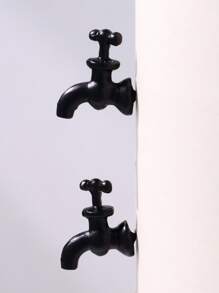 Faucet Decor Stud Earrings - Black - View 1