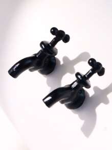 Faucet Decor Stud Earrings - Black - View 2