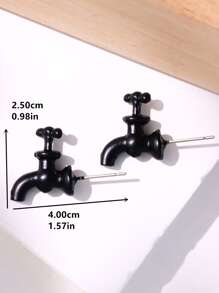 Faucet Decor Stud Earrings - Black - View 6