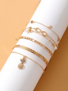 5 cái/bộ Vòng chân trang trí hình quả dứa & ngôi sao - Vàng - Xem 2