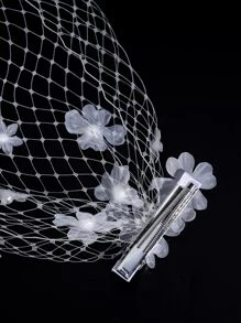 Velo nupcial con diseño de flor - Blanco - Ver 8