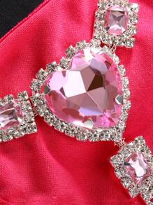 Cadena para cuerpo con diamante de imitación con adorno de corazón - Plateado - Ver 2
