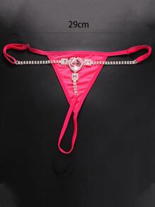 Cadena para cuerpo con diamante de imitación con adorno de corazón - Plateado - Ver 3