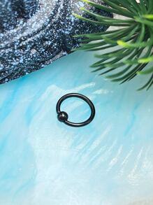 1pc Simple & Personalized Stainless Steel Ball Nipple Ring For Men, For Jewelry Gift And Party - Black - View 1