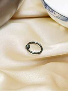 1pc Simple & Personalized Stainless Steel Ball Nipple Ring For Men, For Jewelry Gift And Party - Black - View 2