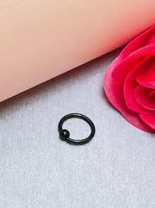 1pc Simple & Personalized Stainless Steel Ball Nipple Ring For Men, For Jewelry Gift And Party - Black - View 4