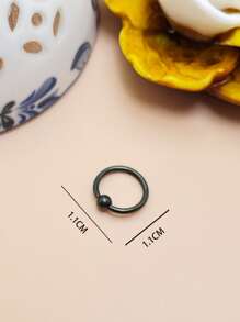 1pc Simple & Personalized Stainless Steel Ball Nipple Ring For Men, For Jewelry Gift And Party - Black - View 3