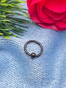 1pc Simple & Personalized Stainless Steel Ball Nipple Ring For Men, For Jewelry Gift And Party - Black - View 5