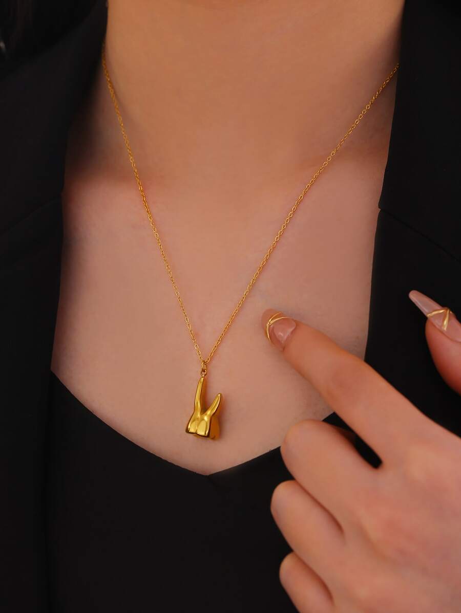 Tooth Charm Necklace - Yellow Gold - View 1