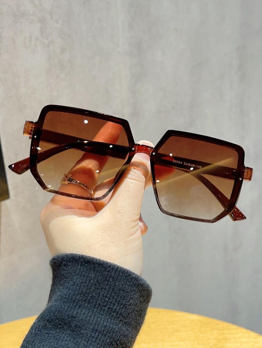 1 件几何简约时尚眼镜 - 棕色 - 查看 1