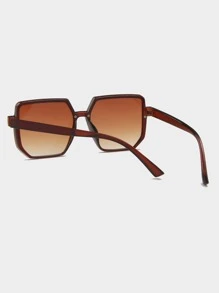 1 件几何简约时尚眼镜 - 棕色 - 查看 3