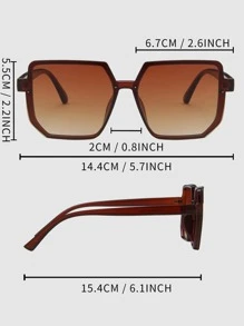 1 件几何简约时尚眼镜 - 棕色 - 查看 4