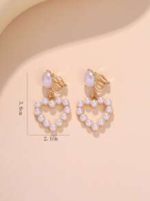 人造珍珠裝飾耳夾 - 金黃色 - 查看 4