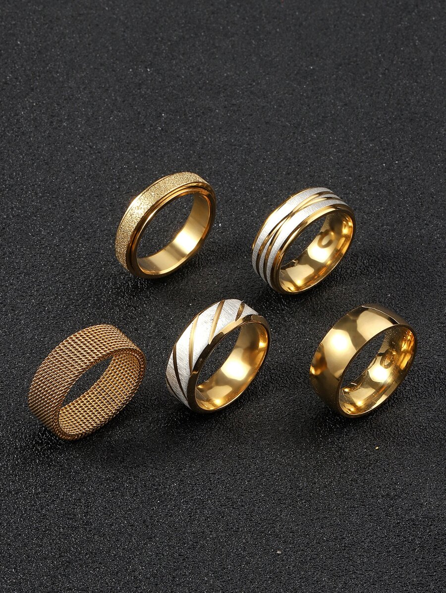 Fashionable And Popular 5pcs/set Glamorous Stainless Steel Metallic ...