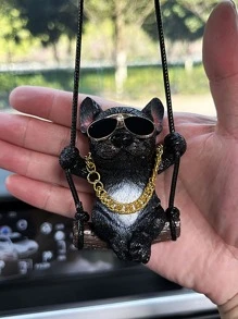 狗狗設計汽車掛飾 - 黑與白 - 查看 3