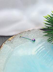 1件简约个性不锈钢球形唇钉，男士时尚穿孔日常装饰 - 彩色 - 查看 1